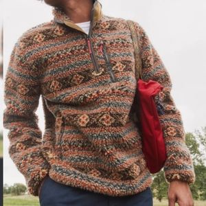 J. Crew Fair Isle Sherpa-Fleece Nordic Half -Zip Pullover